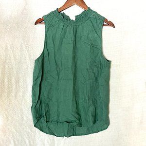 Emerald Green Linen Sleeveless Top - Harvé Benard Size L